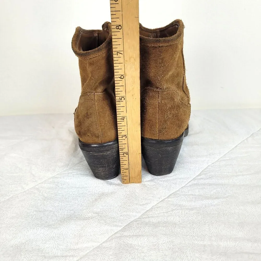Skechers Aloft Tex Mex Booties Womens 8 Western Cowboy Block Heels Suede Brown